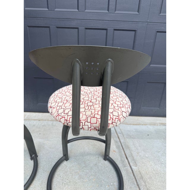 Late 20th Century Pair of Contemporary Modern Industrial Swivel Counter Bar Stools For Sale - Image 5 of 7