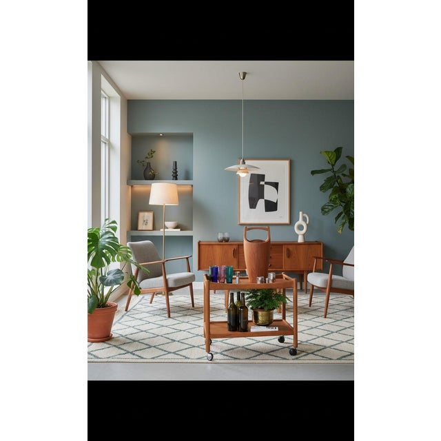 Wood AT-45 Serving Trolley in Teak by Hans J. Wegner for Andreas Tuck, Denmark, 1960s For Sale - Image 7 of 14