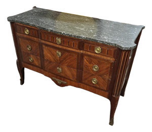 Louis XVI Transitional Marquetry Commode with a Marble Top