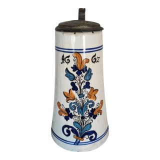 Habaner Walzenkrug – Original Pewter Lid, 17th Century For Sale