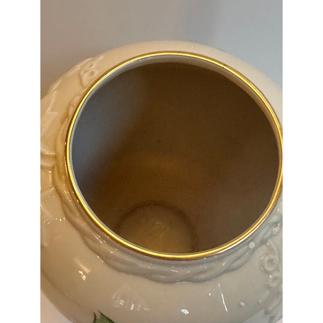 Lenox "Blue Hydrangeas" Collection Ceramic 10.5" Tall Ivory Vase Embossed Hand Painted Floral Design For Sale - Image 9 of 15