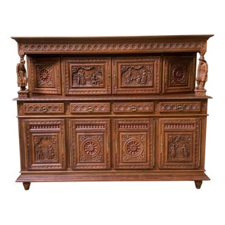 Antique Monumental Breton Sideboard, 1890s For Sale