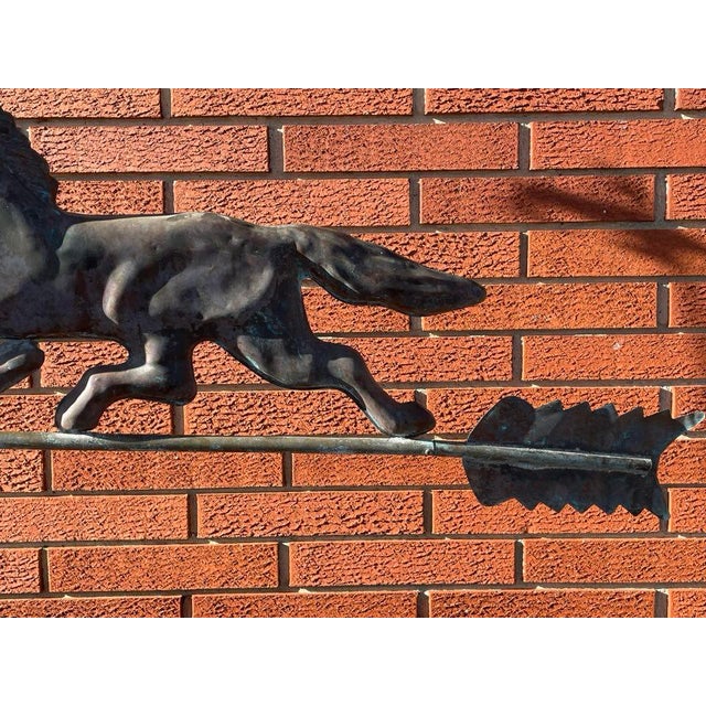 Early 20th Century Early 20th Century Copper Horse Weathervane With Copper Ball and Milk Glass & Wood Stand For Sale - Image 5 of 14