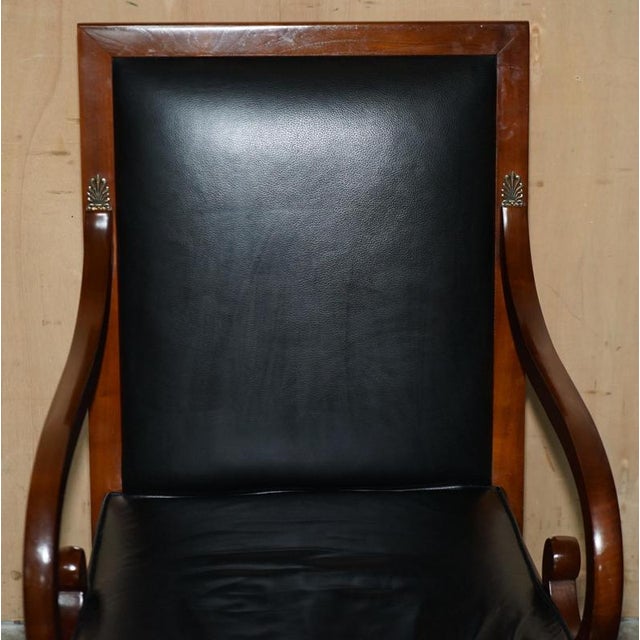 Black Leather and Cherrywood Grange Paris Captain's Chair from Harrods London For Sale - Image 4 of 18