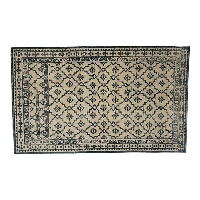 1980s Hand Knotted Beige Khotan Rug 5' X 8' For Sale