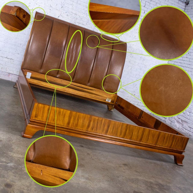 Late 20th Century Neoclassic Revival Arbus King Sleigh Bed W/Leather Upholstered Headboard 6000 Series by Henredon For Sale - Image 17 of 18