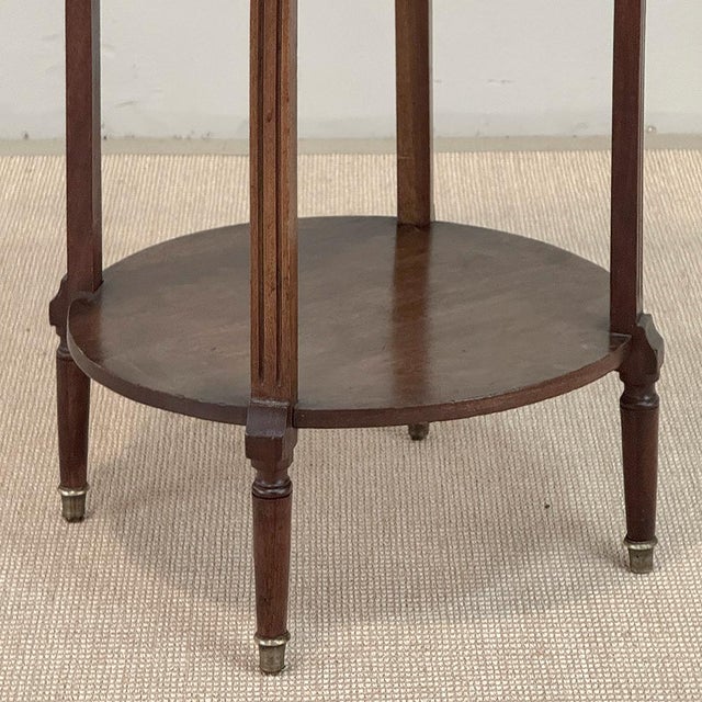 Louis XVI Mahogany Table ~ Gueridon With Carrara Marble and Brass For Sale - Image 9 of 18
