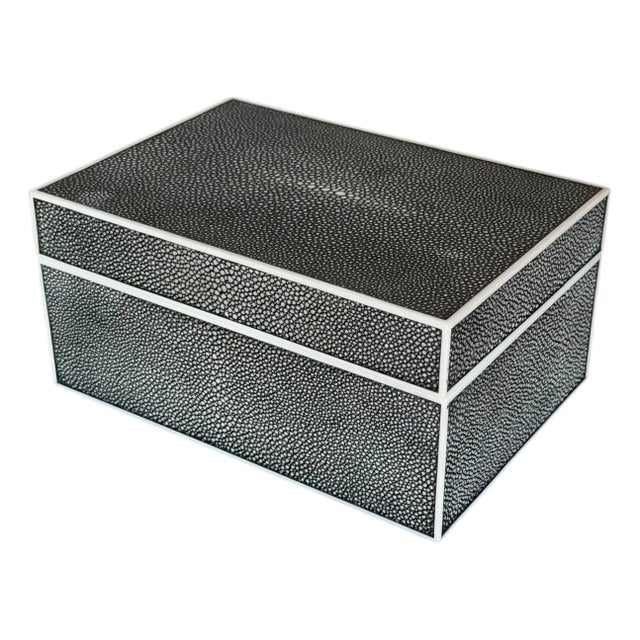 Modern Shagreen Clad Designer Jewelry Box For Sale
