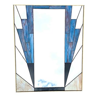 Art Deco Style Stained Glass Mirror For Sale