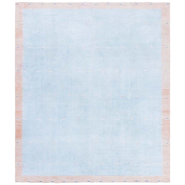Doris Leslie Blau Vintage Indian Dhurrie Blue Flatweave Cotton Rug For Sale