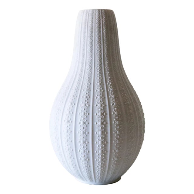 Vintage Relief Porcelain Vase from Heinrich & Co., 1950s For Sale