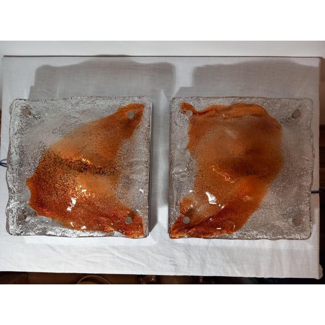 Mid-Century Modern Murano Glass Wall Lamps from Mazzega, 1970s, Set of 2 For Sale - Image 3 of 18