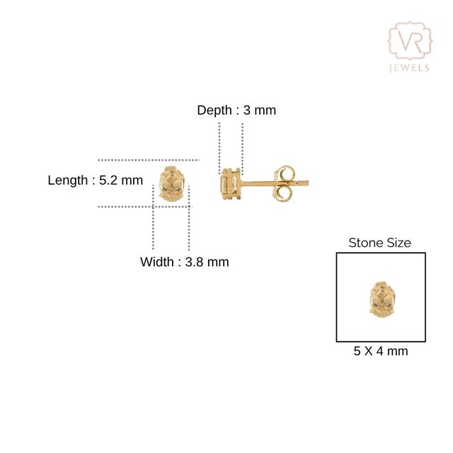 Minimalist Soliatire Yellow Sapphire Everyday Stud Earrings for Her In14k Yellow Gold- A Pair For Sale - Image 9 of 14