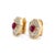 Late 20th Century Vintage 18k Yellow Gold Cabochon Ruby Diamond Octagon Clip on Stud Earrings, A Pair For Sale - Image 4 of 8