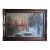 20th Century Winter River Sunset Landscape Oil Painting With Birches, Signed Cardi For Sale