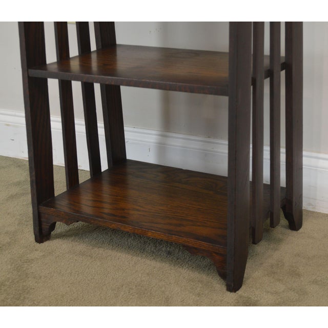 Mission Style Antique Oak 4 Tier Open Bookshelf, Bookcase Chairish