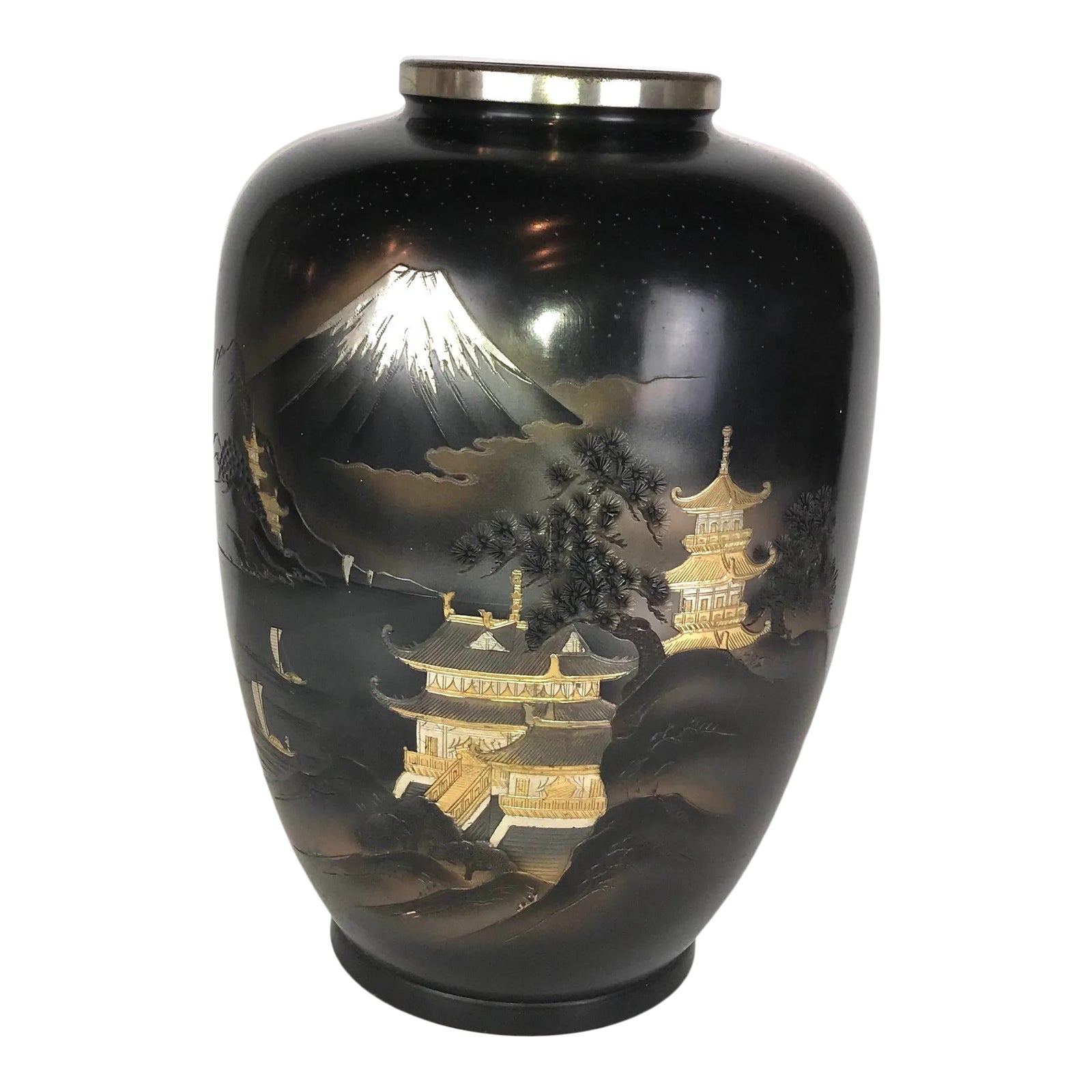 富士山　金属彫刻　Mt.Fuji Zippo Japanese Mt. Fuji Electroformed Plate Brass Beautiful