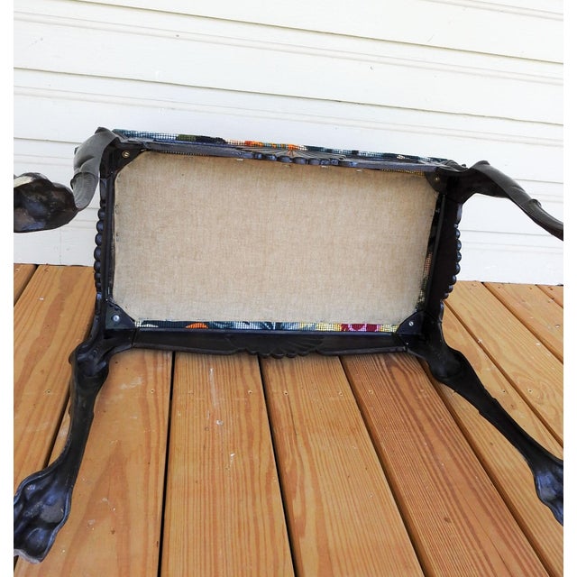 1930s Vintage Cast Iron Upholstered Bench For Sale - Image 5 of 7