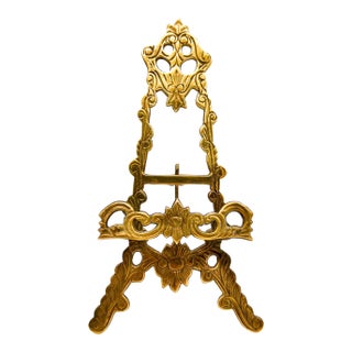 Vintage Ornate Floral Brass Display Easel — Rococo Revival / Hollywood Regency / Traditional For Sale