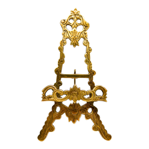 Vintage Ornate Floral Brass Display Easel — Rococo Revival / Hollywood Regency / Traditional