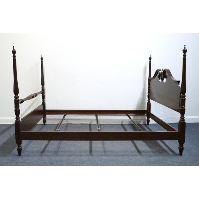 Brown Ethan Allen Georgian Court Collection Solid Cherry Traditional Style Queen Size Four Poster Bed 11-5654 For Sale - Image 8 of 9