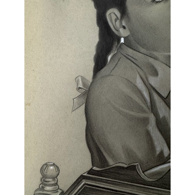 Original graphite pencil drawing by American artist and illustrator Theodore E. Schrock (1879–1952), depicting a young...