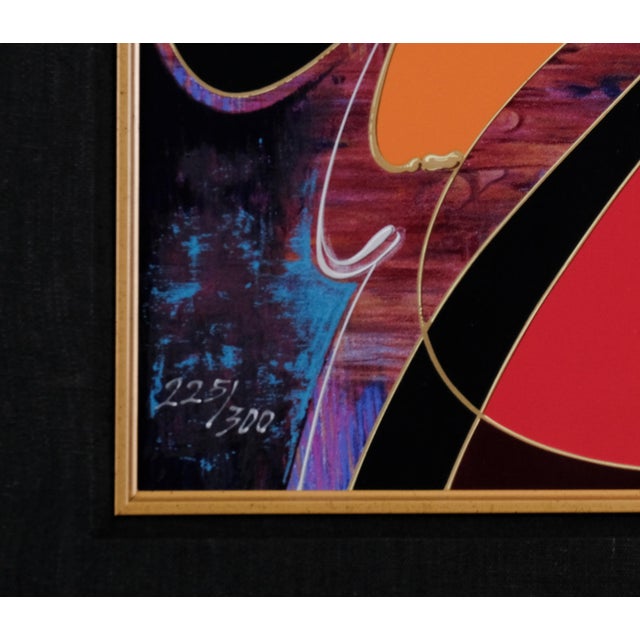 Figurative 1999 Martiros Manoukian "Introspection" Framed Serigraph Print on Paper Artist Hand Signed & Limited Edition 225/300 Modern Black Frame For Sale - Image 3 of 7