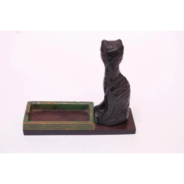 Folk Art Folk Art Hand Carved Black Cat Trinket Dish For Sale - Image 3 of 13