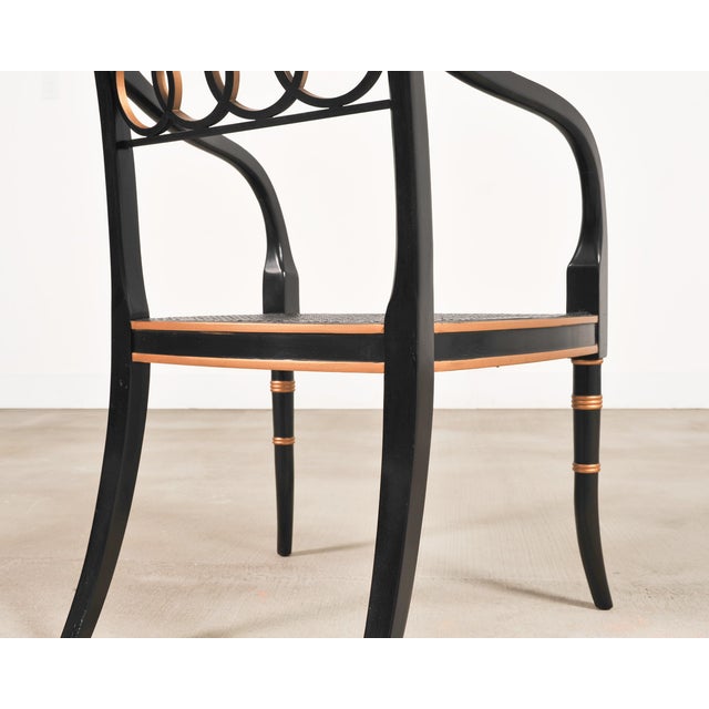 Set of Four Baker “Governor Alston” Cane Ebonized Dining Chairs For Sale - Image 12 of 18