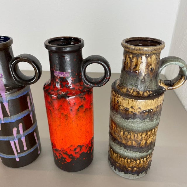 Vintage Fat Lava Pottery Vases by Scheurich, Germany, 1970s, Set of 4 For Sale - Image 13 of 18