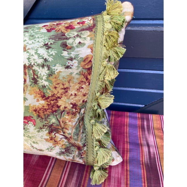 Antique French Verdure Print Pillow For Sale - Image 4 of 7