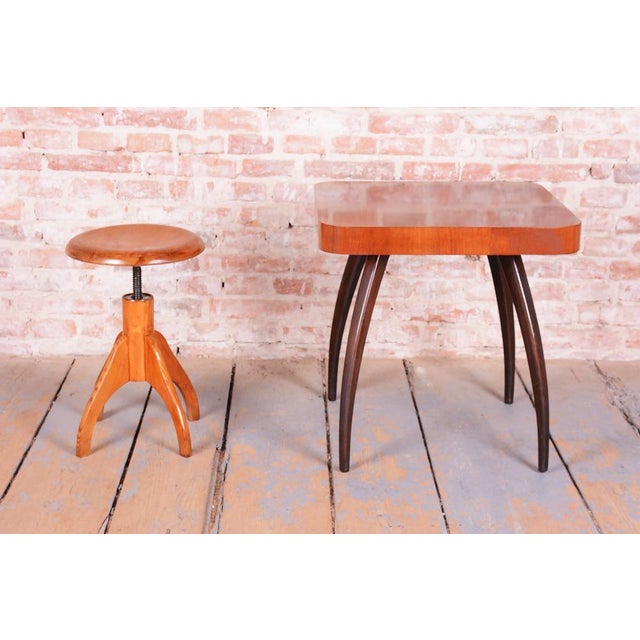 Mid-Century Swivel Piano Stool in Beech and Steel, Czech, 1950s For Sale - Image 4 of 9