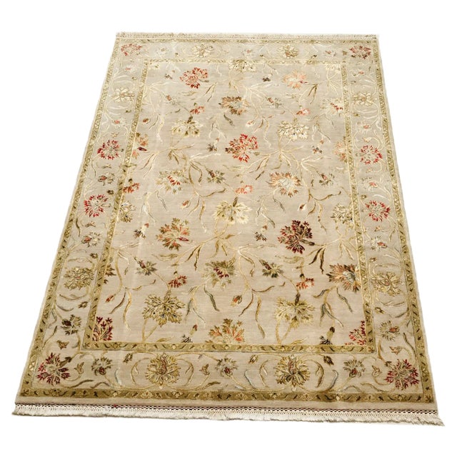 Indian Floral Rug, 1980s For Sale
