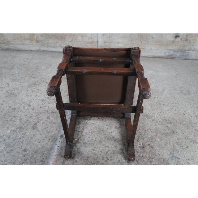 Late 19th Century Antique Spanish Revival Quartersawn Oak Leather Nailhead Side Chair For Sale - Image 12 of 12