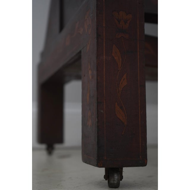 Brown Antique Marquetry Inlaid Victorian Mahogany Cheval Mirror For Sale - Image 8 of 12