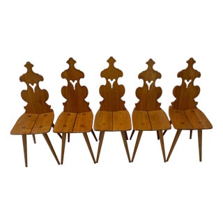 Brutalist Tyrolean Chairs, 1970s, Set of 5 For Sale