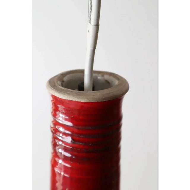 Red Large Mid-Century Red Pottery Pendant Lamp, 1970s For Sale - Image 8 of 9