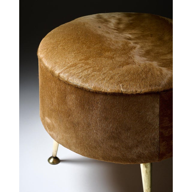 Tan Period Mid-Century Modern Italian Stool For Sale - Image 8 of 9