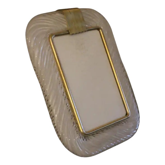 Milky White Twisted Murano Glass and Brass Photo Frame by Barovier E Toso from Barovier & Toso For Sale