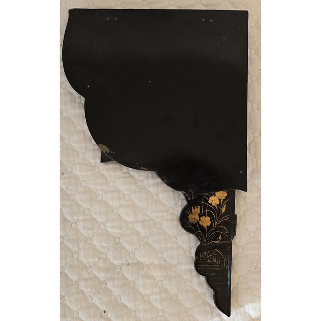 19th Century Chinoiserie Black Lacquer Wall Pocket and Paper Divider Ensemble For Sale In San Francisco - Image 6 of 12