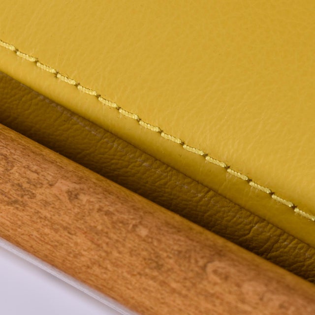 Yellow Leather Lawrence Peabody for Selig Danish Modern Danish Lounge Chairs For Sale - Image 16 of 17