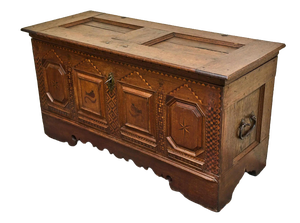 Antique Inlaid Oak Chest, 1700s