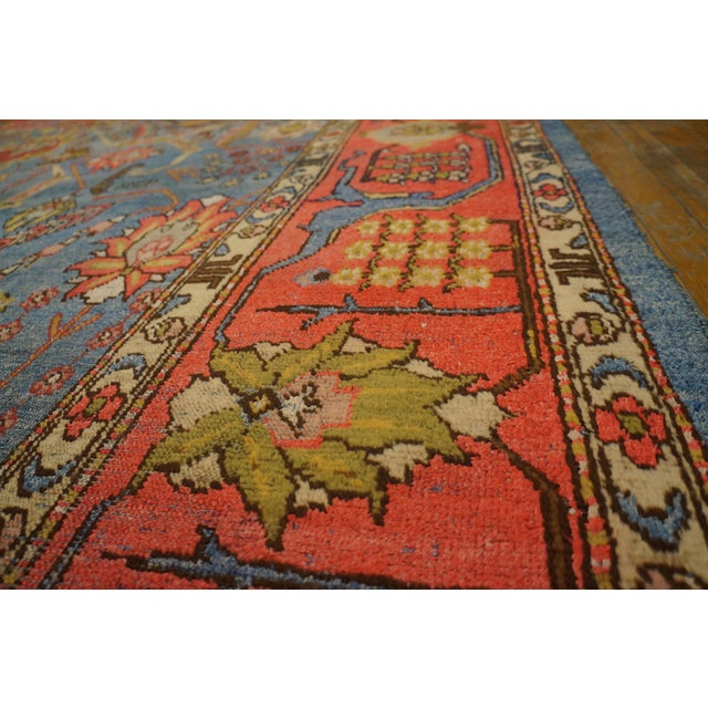 Late 19th Century 1880s Teal Blue Geometric Antique Central Asian Silk Khotan "Kashgar" Rug 9' X 13' Handknotted Wool Carpet For Sale - Image 5 of 13