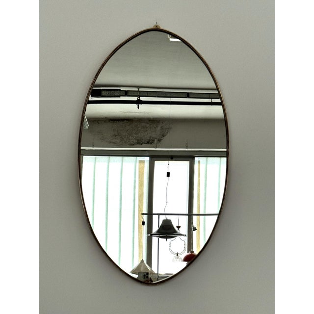 Italian Mid-Century Wall Mirror with Brass Frame and Glass, 1970s For Sale - Image 12 of 18