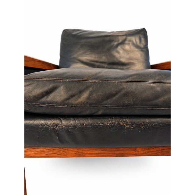 1960s 1960s Attributed to Hans Olson Rosewood and Black Leather Lounge Chairs - Pair For Sale - Image 5 of 11