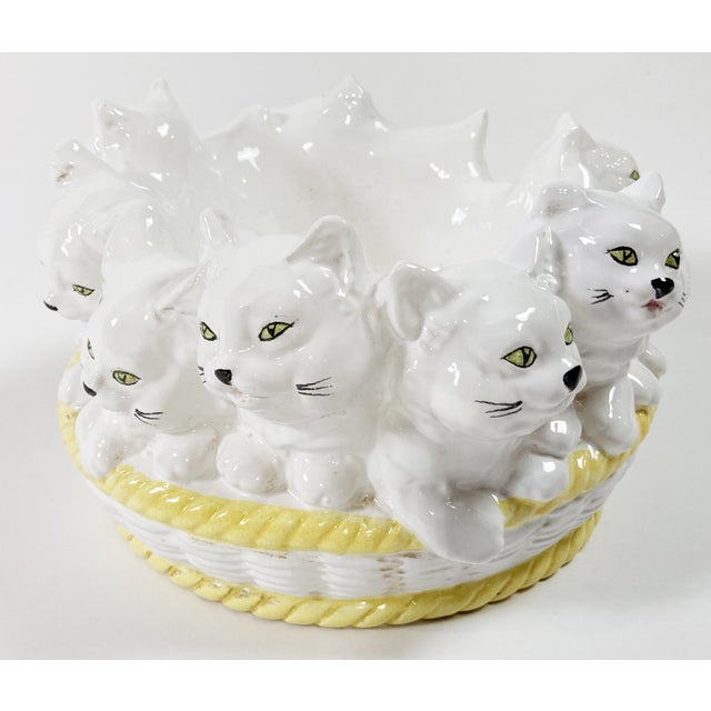 Mid 20th Century Vintage Italian Ceramic Ring of Kittens Bowl For Sale - Image 5 of 7