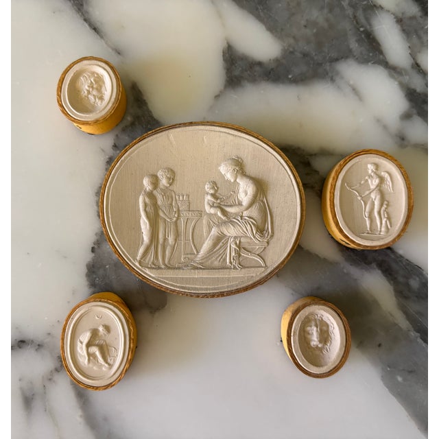 Antique Italian Grand Tour Plaster Intaglios - Set of 5 (Group #8) For Sale - Image 9 of 10
