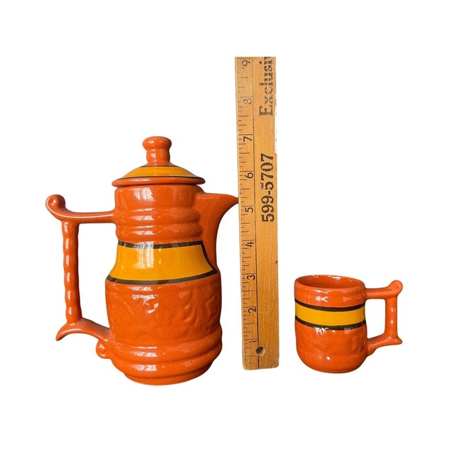 Vintage Spanish Pottery Tea Coffee Set, Signed Carla Rd, Terracotta Redware, 15-Piece For Sale - Image 9 of 10