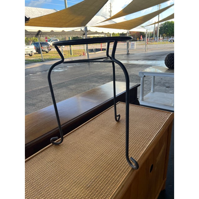 Wrought Iron Metal Plant Stand with three legs. The inside diameter of the basket is 12 inches and 3 1/2 inches deep....