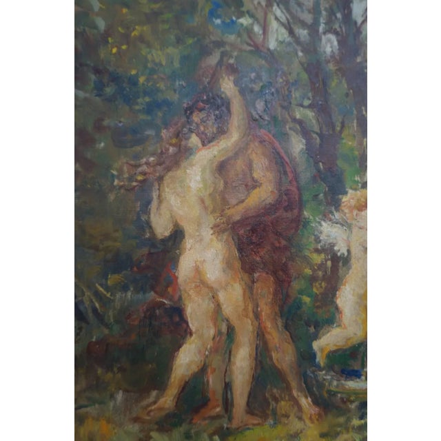 Neoclassical Herman Lipot "The Garden" Oil Painting on Canvas Early 20c For Sale - Image 3 of 11